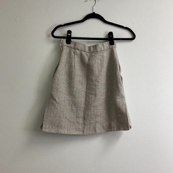 Carven Metallic Pencil Mini Skirt Side Pocket Size 4 Silver - Picture 3 of 3